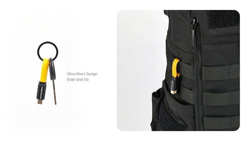 Câble de Charge Rapide Nitecore NLink10 60W/3A - USB-C vers USB-C - Design Magnétique - Ultra Compact - NYCTALOPE