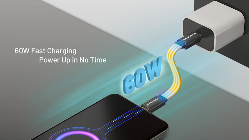 Câble de Charge Rapide Nitecore NLink10 60W/3A - USB-C vers USB-C - Design Magnétique - Ultra Compact - NYCTALOPE