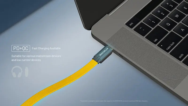 Câble de Charge Rapide Nitecore NLink10 60W/3A - USB-C vers USB-C - Design Magnétique - Ultra Compact - NYCTALOPE