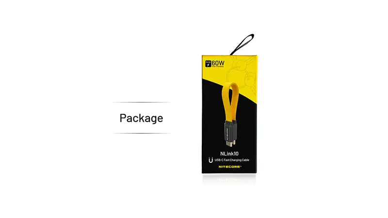Câble de Charge Rapide Nitecore NLink10 60W/3A - USB-C vers USB-C - Design Magnétique - Ultra Compact - NYCTALOPE