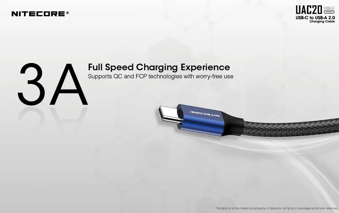 Câble de rechargement Nitecore UAC20 pour lampes et chargeurs  NYCTALOPE  