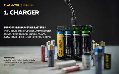 Chargeur Armytek Handy C4 PRO – Powerbank – Batteries Li-ion, IMR et Ni-Mh  NYCTALOPE  