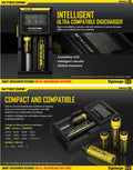 Chargeur D2 Nitecore Li-ion, IMR, Ni-MH, LiFePO4 et Ni-CD  NYCTALOPE  