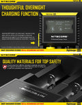 Chargeur D2 Nitecore Li-ion, IMR, Ni-MH, LiFePO4 et Ni-CD  NYCTALOPE  