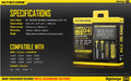 Chargeur D4 Nitecore Li-ion, IMR, Ni-MH, LiFePO4 et Ni-CD  NYCTALOPE  