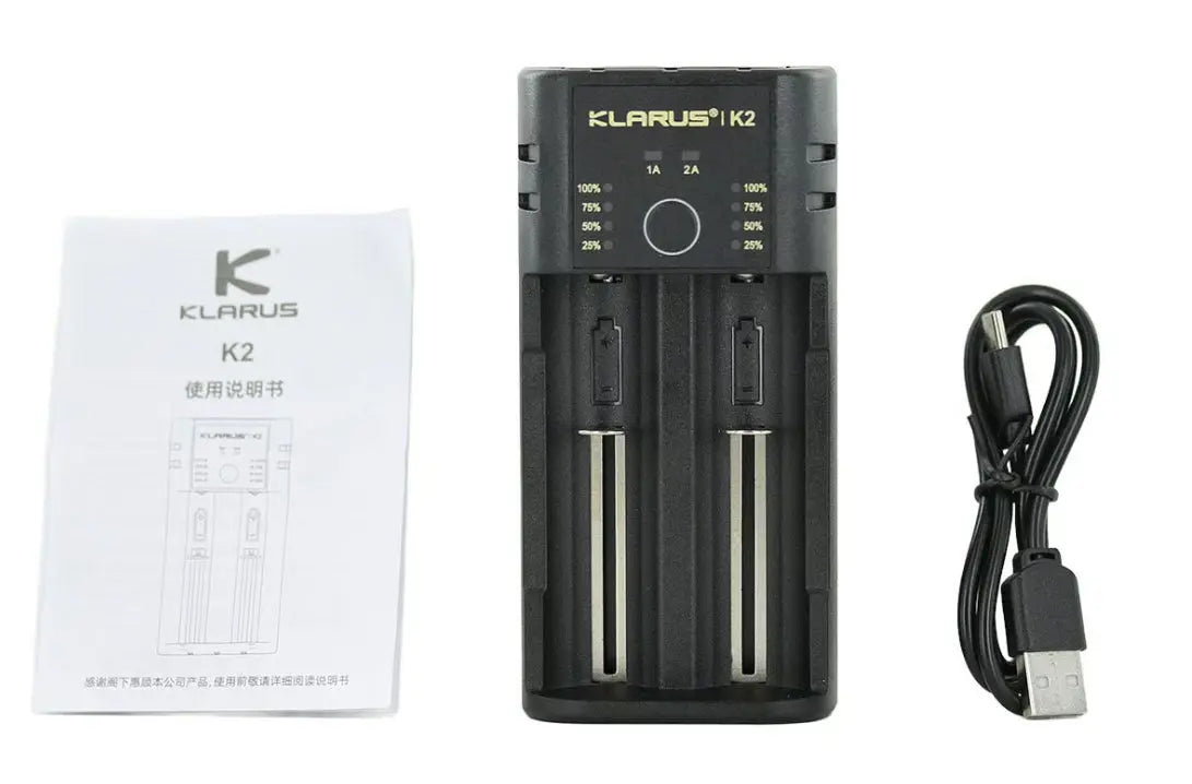 Chargeur Klarus K2 USB, 2 baies Powerbank Li-ion, Ni-MH, Ni-Cd et LiFePO4 Klarus