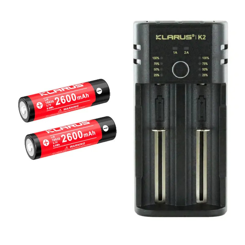 Chargeur Klarus K2 USB, 2 baies Powerbank Li-ion, Ni-MH, Ni-Cd et LiFePO4 Klarus