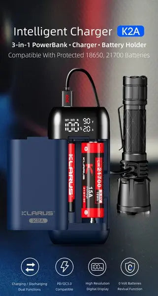 Chargeur Klarus Smart Charger K2A pour batteries Li-ion  NYCTALOPE  