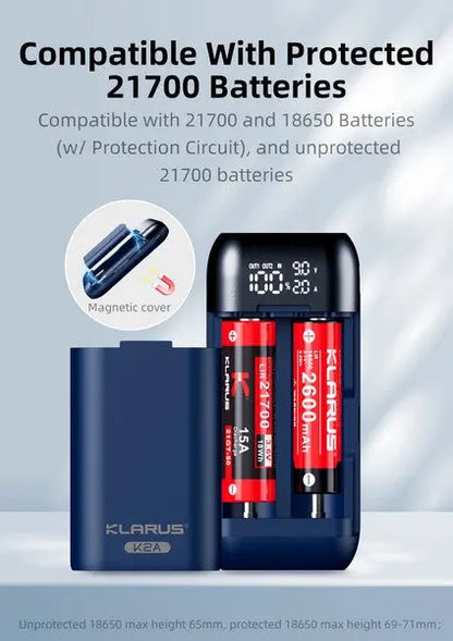 Chargeur Klarus Smart Charger K2A pour batteries Li-ion  NYCTALOPE  
