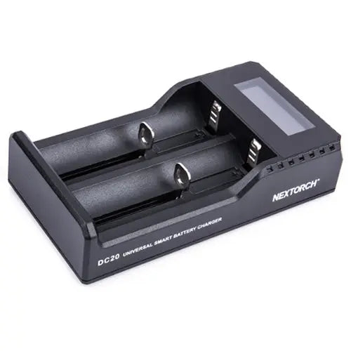 Chargeur Nextorch DC20 USB 2 baies Li-ion 21700, 18650, 18350,16340, 14500  NYCTALOPE  
