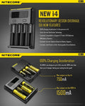Chargeur Nitecore NEW i4 pour batterie Li-ion, IMR, LiFePO4, Ni-MH et Ni-Cd  NYCTALOPE  