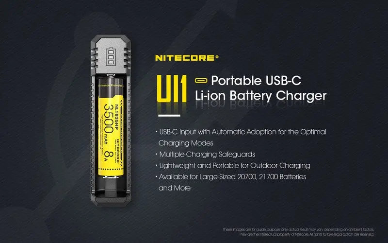 Chargeur Nitecore UI1 pour batteries Li-ion/IMR - Type C  NYCTALOPE  
