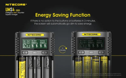 Chargeur Nitecore UMS4 pour batteries li-ion, IMR, LiFePO4, Ni-MH, Ni-Cd  NYCTALOPE  