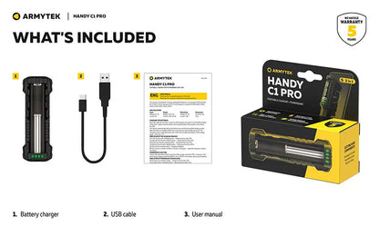 Chargeur Universel Armytek Handy C1 Pro USB-C - 2 en 1 - Powerbank - Li-Ion et Ni-MH  NYCTALOPE  