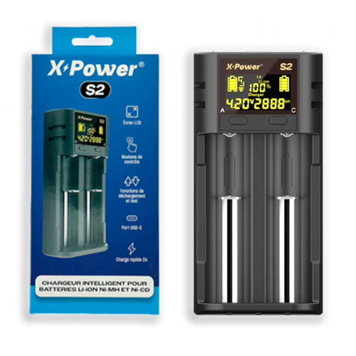Chargeur X Power S2 pour 2 batteries Lithium, IMR et INR - NYCTALOPE