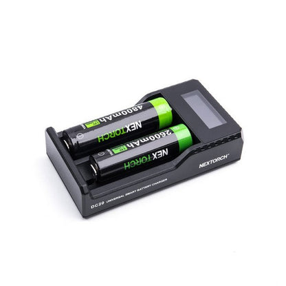 Chargeur Nextorch DC20 USB 2 baies Li-ion 21700, 18650, 18350,16340, 14500  NYCTALOPE  