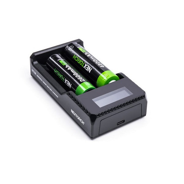 Chargeur Nextorch DC20 USB 2 baies Li-ion 21700, 18650, 18350,16340, 14500  NYCTALOPE  