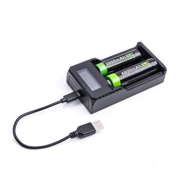 Chargeur Nextorch DC20 USB 2 baies Li-ion 21700, 18650, 18350,16340, 14500