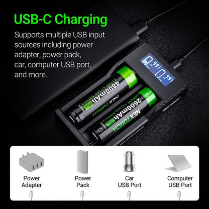 Chargeur Nextorch DC20 USB 2 baies Li-ion 21700, 18650, 18350,16340, 14500  NYCTALOPE  