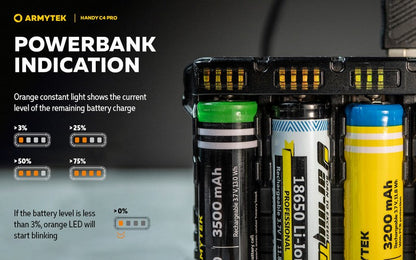Chargeur Armytek Handy C4 PRO – Powerbank – Batteries Li-ion, IMR et Ni-Mh  NYCTALOPE  