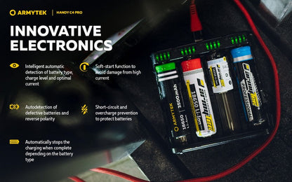 Chargeur Armytek Handy C4 PRO – Powerbank – Batteries Li-ion, IMR et Ni-Mh  NYCTALOPE  