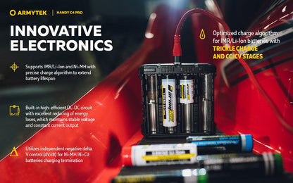 Chargeur Armytek Handy C4 PRO – Powerbank – Batteries Li-ion, IMR et Ni-Mh  NYCTALOPE  