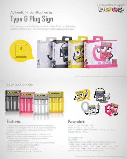 Nitecore Chargeur Q4  NYCTALOPE  