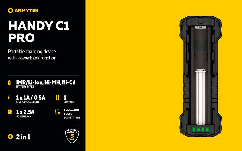 Chargeur Armytek Handy C1 pro - batteries Li-ion, IMR et Ni-Mh Armytek