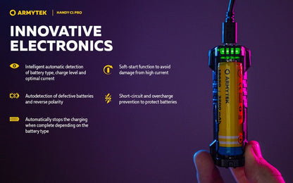 Chargeur Armytek Handy C1 pro - batteries Li-ion, IMR et Ni-Mh  NYCTALOPE  