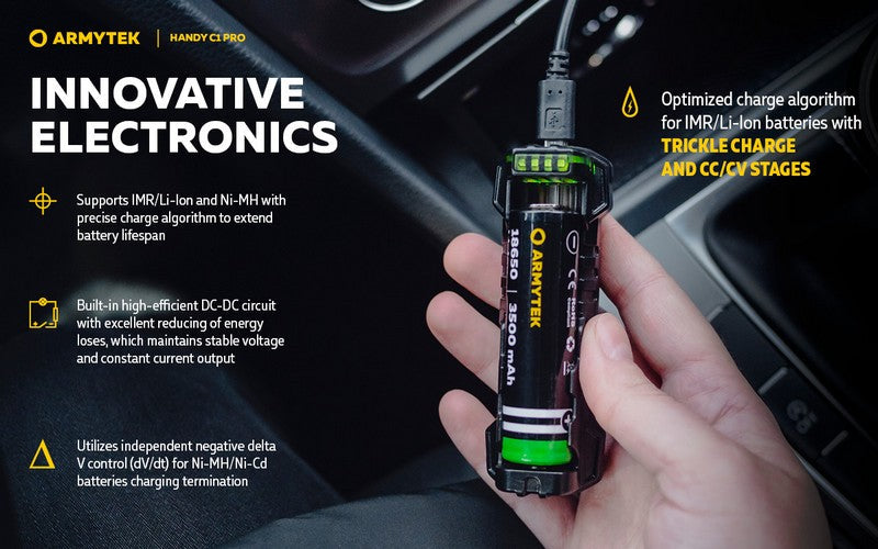 Chargeur Armytek Handy C1 pro - batteries Li-ion, IMR et Ni-Mh  NYCTALOPE  