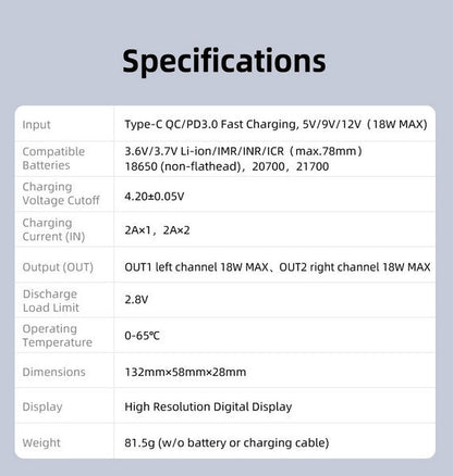 Chargeur Klarus Smart Charger K2A pour batteries Li-ion  NYCTALOPE  