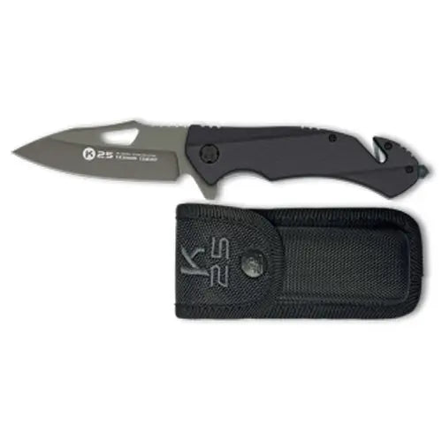 Couteau Pliant Tactique K25 25000 - Noir - Lame 8.8 cm - NYCTALOPE