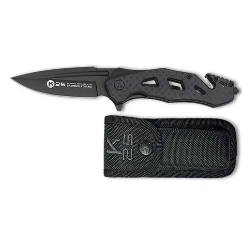 Couteau Pliant Tactique K25 25002 - Noir - Lame 8.5 cm - NYCTALOPE