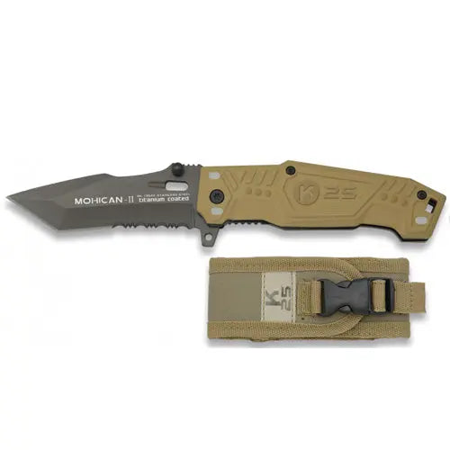 Couteau pliant tactique K25 19543 Mohican II Titane  NYCTALOPE  