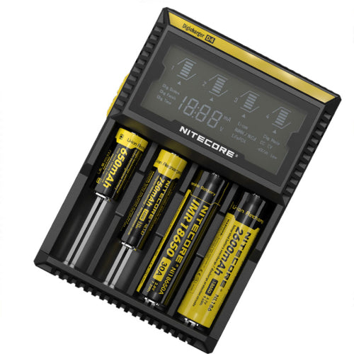Chargeur D4 Nitecore Li-ion, IMR, Ni-MH, LiFePO4 et Ni-CD  NYCTALOPE  