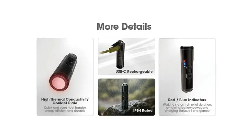 Dispositif Anti-démangeaisons Nitecore Bite Healer 10 - Soulagement immédiat des piqûres - Sans produits chimiques - Technologie thermique - Rechargeable USB-C - NYCTALOPE