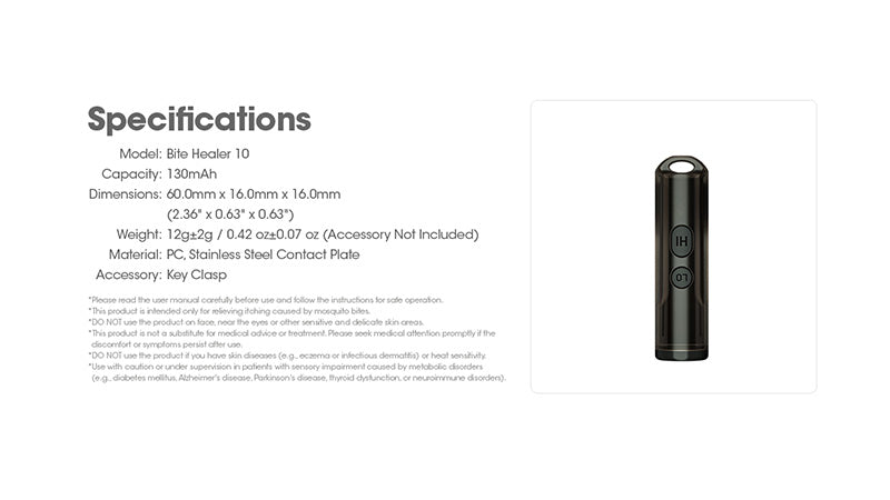 Dispositif Anti-démangeaisons Nitecore Bite Healer 10 - Soulagement immédiat des piqûres - Sans produits chimiques - Technologie thermique - Rechargeable USB-C