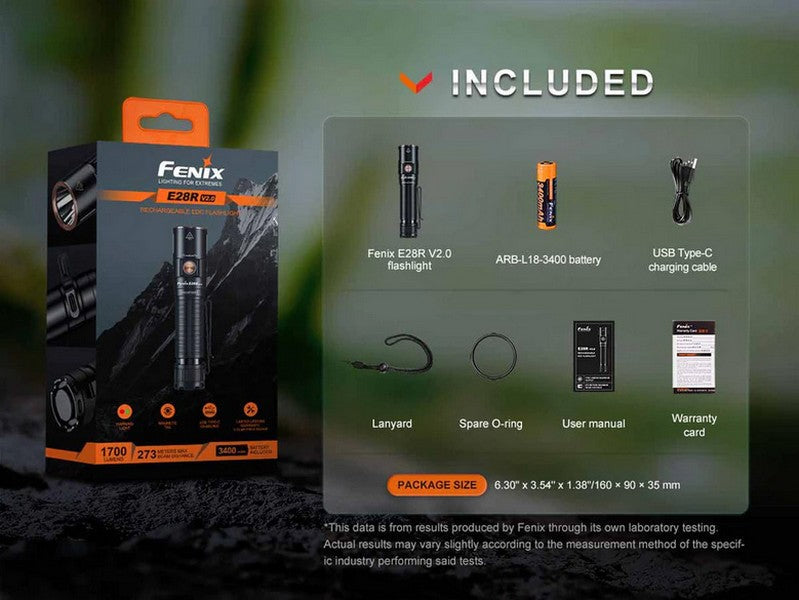 Lampe Torche Fenix E28R V2.0 - 1700 Lumens - Rechargeable USB-C  NYCTALOPE  