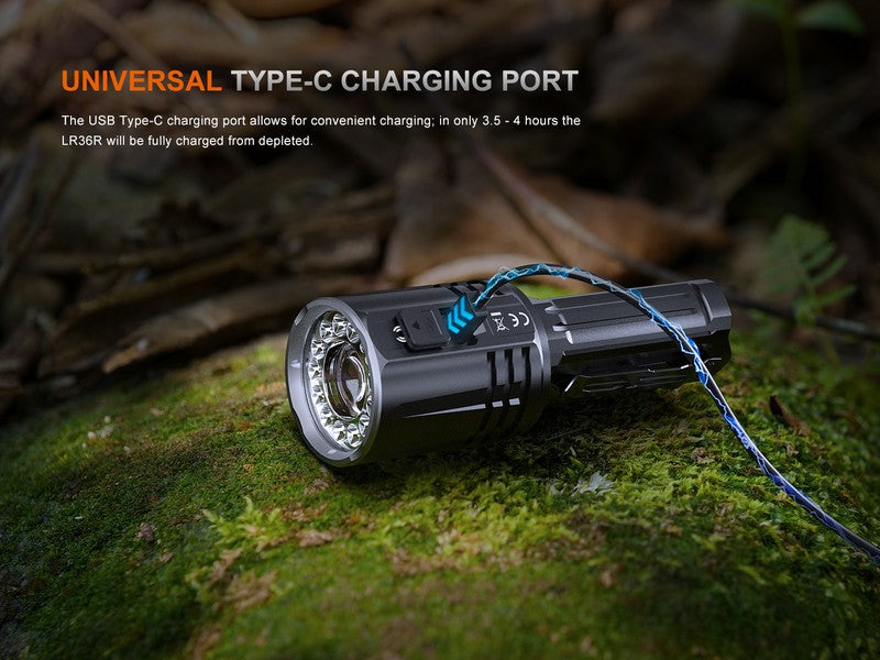 Lampe Torche Laser Fenix LR36R - 10000 Lumens LED + 350 Lumens LEP - Longue portée 1260 mètres  NYCTALOPE  