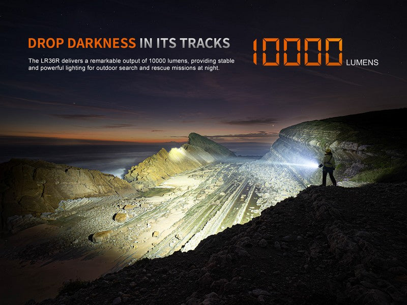 Lampe Torche Laser Fenix LR36R - 10000 Lumens LED + 350 Lumens LEP - Longue portée 1260 mètres  NYCTALOPE  