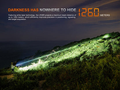 Lampe Torche Laser Fenix LR36R - 10000 Lumens LED + 350 Lumens LEP - Longue portée 1260 mètres  NYCTALOPE  