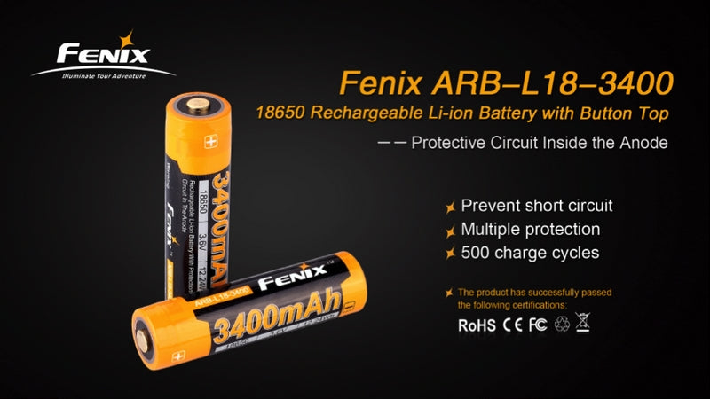 Batterie Fenix 18650 – 3400 mAh 3.6V protégée Li-ion  NYCTALOPE  