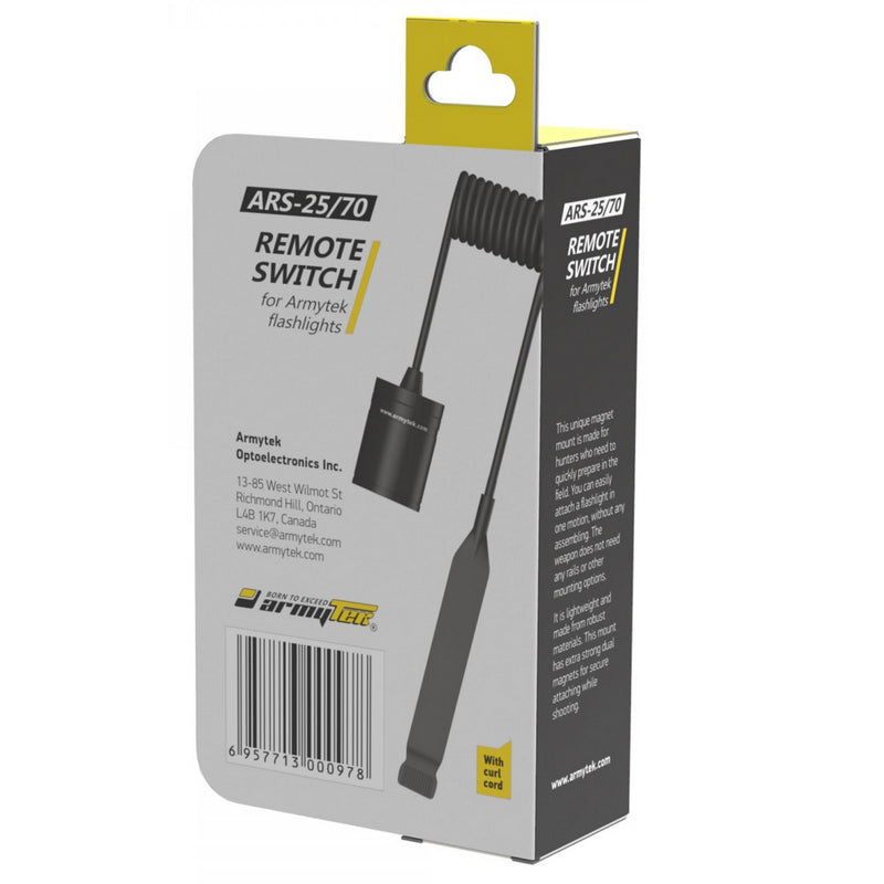 Interrupteur déporté Armytek ARS-01 câble ressort 25 à 70cm - NYCTALOPE