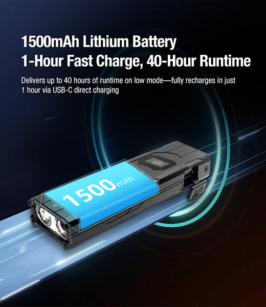 Lampe Torche FlatTac Klarus X2 - 3000Lumens rechargeable USB-C - Ultra fine  NYCTALOPE  