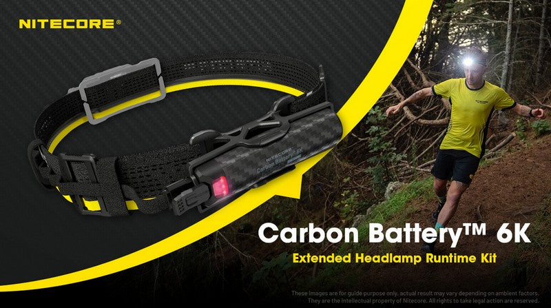 Kit batterie externe en carbone C6K pour frontale Nitecore NU27, NU40, NU43, NU45, NU50, HC65UE Nitecore
