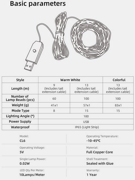 Guirlande Lumineuse Klarus CL6 Warm/White ou multicolore éclairage évènementiel  NYCTALOPE  