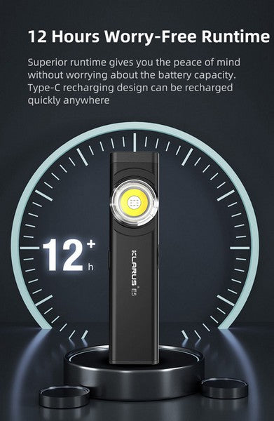 Lampe de poche de travail Klarus E5 - 470 Lumens  NYCTALOPE  