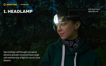 Lampe Armytek Crystal PRO – 220 Lumens Blanc + 30 Lumens Rouge - Accéléromètre  NYCTALOPE  
