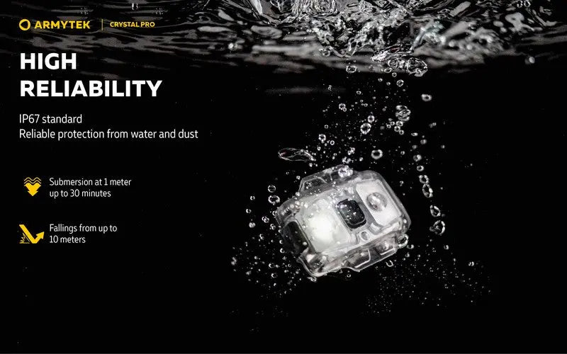 Lampe Armytek Crystal PRO – 220 Lumens Blanc + 30 Lumens Rouge - Accéléromètre  NYCTALOPE  