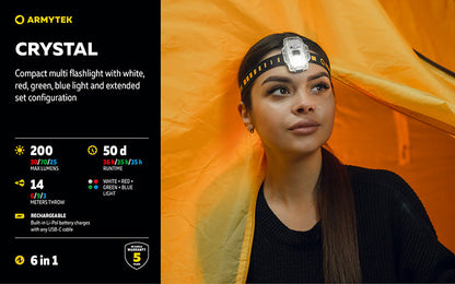 Lampe Armytek Crystal RGB – 200 Lumens Blanc + Rouge/Bleu/Vert Armytek